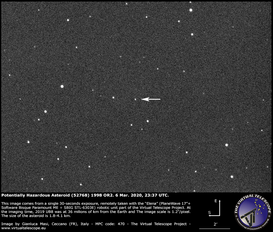 L'asteroide 1998 OR2 ripreso da Gianluca Masi - Virtual Telescope Project